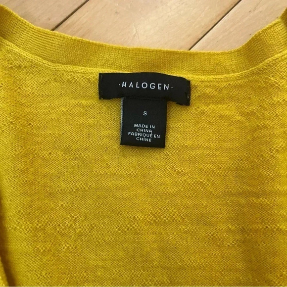 Halogen Womens Yellow 100% Merino Wool Button Front Cardigan Sweater Size S - Picture 3 of 10